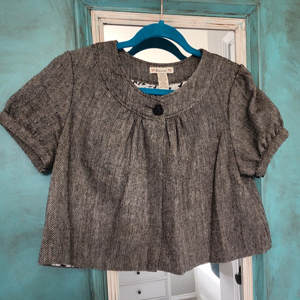 Vintage  Short-Sleeve Cropped Jacket